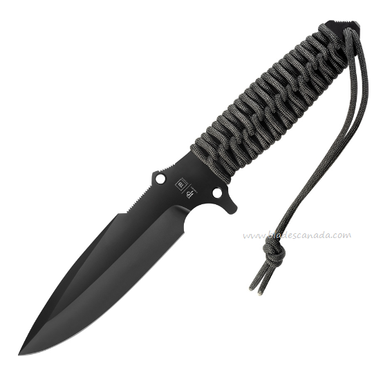TB Outdoor Survival Fixed Blade Knife, MOX Black, Paracord Wrap, TBO031