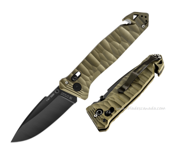 TB Outdoor C.A.C. S200 Folding Knife, Nitrox Black, Green Handle, TBO051