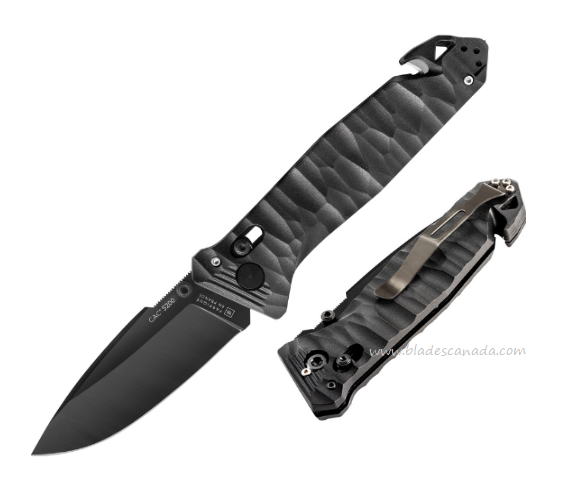 TB Outdoor C.A.C. S200 Folding Knife, Nitrox Black, Black Handle, TBO052