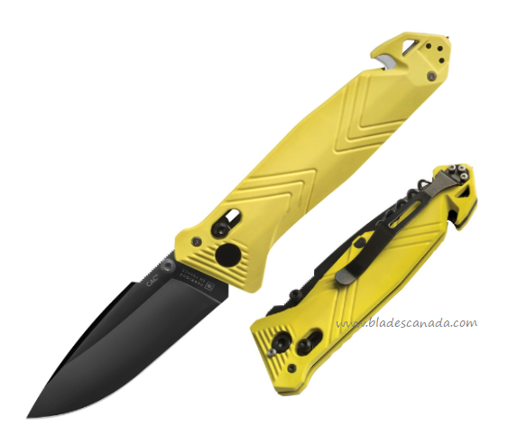 TB Outdoor C.A.C. Folding Knife, Nitrox Black, Yellow Handle, TBO059 - Click Image to Close