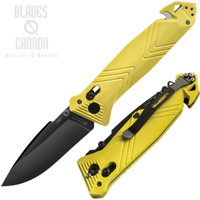 TB Outdoor C.A.C. Folding Knife, Nitrox Black, Yellow Handle, TBO059