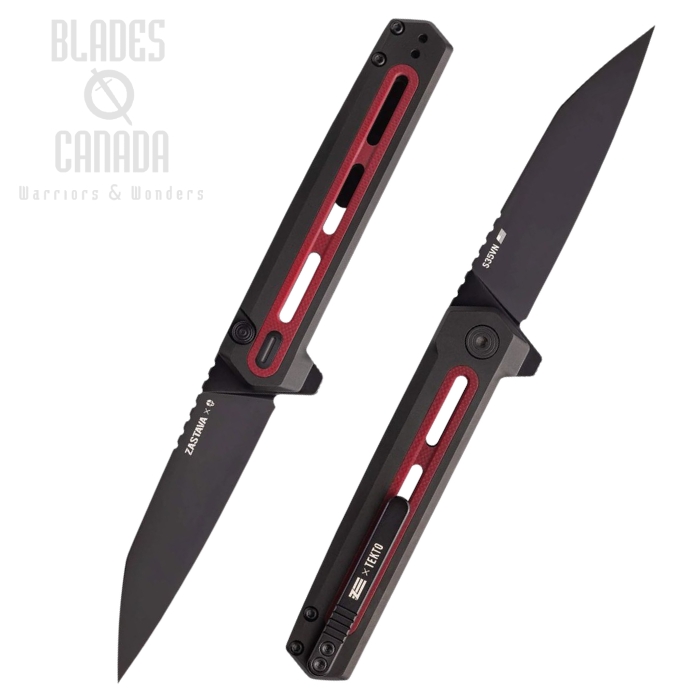 (image for) Tekto F4 Echo Flipper Button Lock Knife, S35VN Black, Aluminum Black/G10 Red, F4R_T6GRD_S35BK5_A1