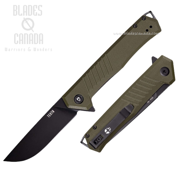 (image for) Tekto F1 Alpha Flipper Folding Knife, D2 Black, OD Green, TKTF1GODBK1