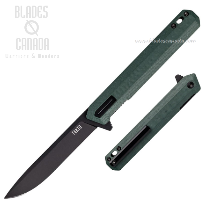 (image for) Tekto F2 Bravo Flipper Folding Knife, D2 Black, G10 OD Green w/Black Ti Accents, TKTF2GODBK1