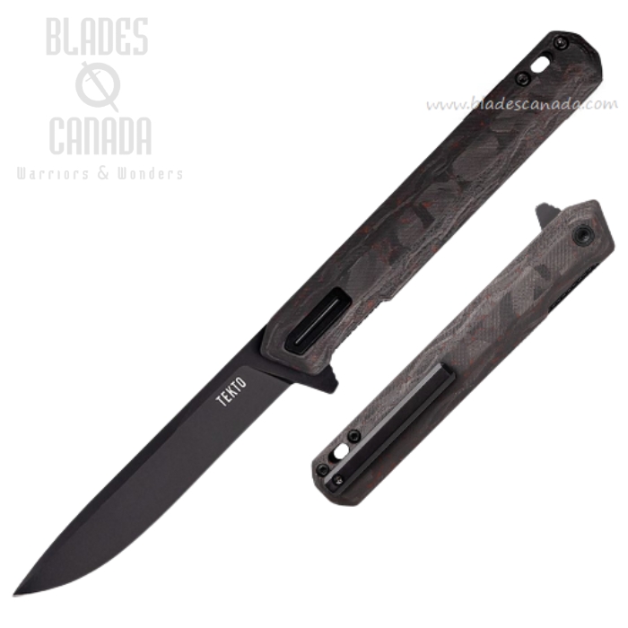 (image for) Tekto F2 Bravo Flipper Folding Knife, D2 Black, Carbon Fiber/G10 Red & Black, TKTF2CRDBK1