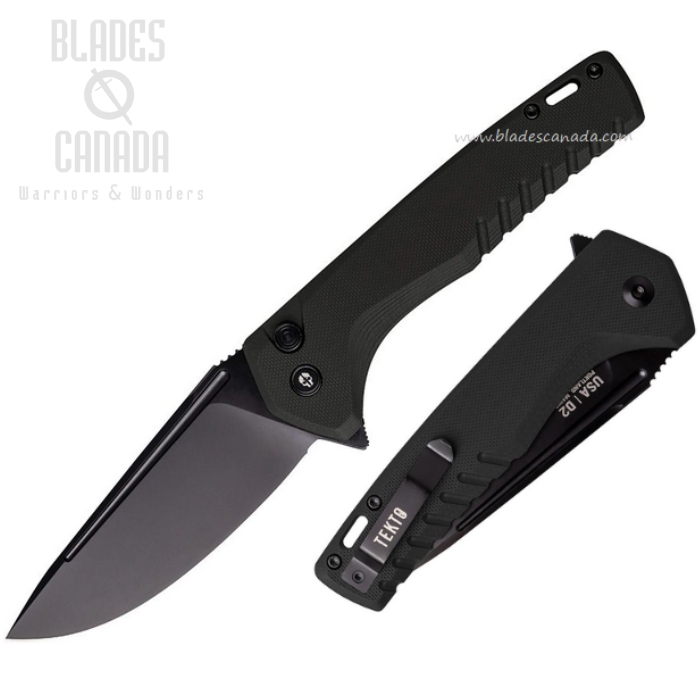 (image for) Tekto F3 Charlie Flipper Button Lock Knife, D2 Black, G10 Black, TKTF3GBKBK1