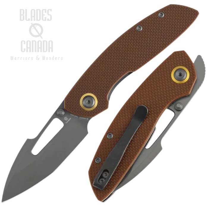 (image for) Tenable Link Front Flipper Folding Knife, 14C28N Gray, G10 Brown, B1068A2