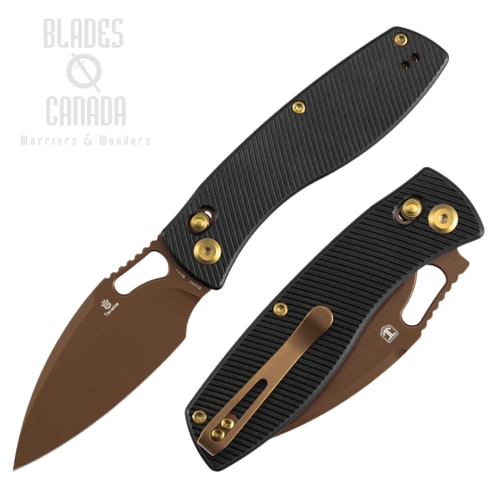 (image for) Tenable Heron Crossbar Lock Folding Knife, Nitro V Rose Gold, Aluminum Black, B2124V2
