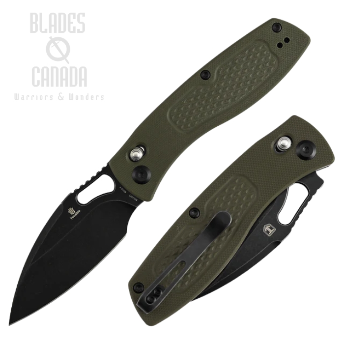 (image for) Tenable Heron Crossbar Lock Folding Knife, Nitro V Black, G10 Olive Green, B2124V5