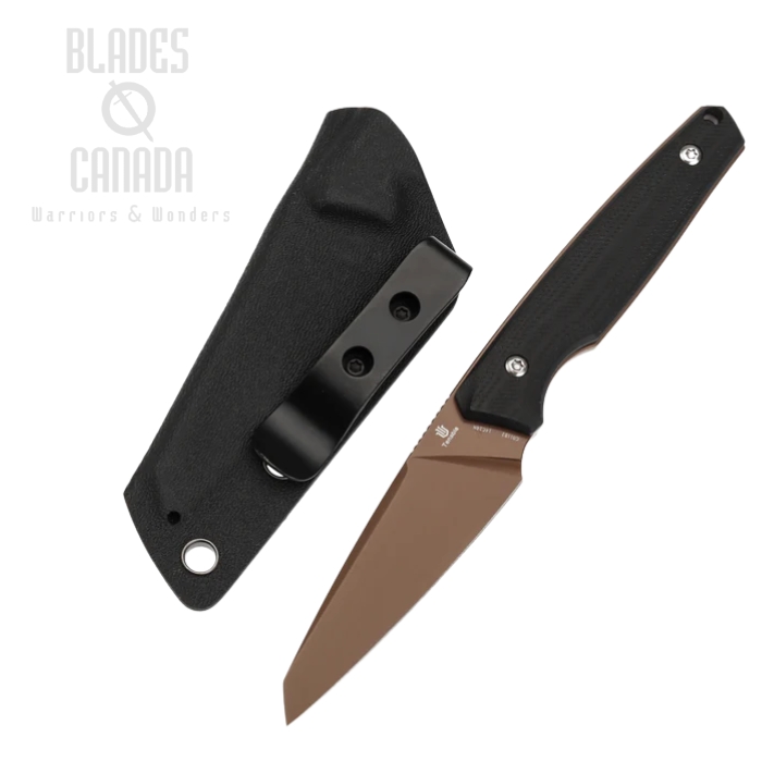 (image for) Tenable Parr Fixed Blade Knife, 14C28N Rose Gold, G10 Black, Kydex Sheath, G011B2