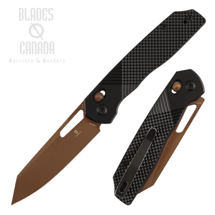 (image for) Tenable Shard Cross Bar Lock Folding Knife, 14C28N Rose Gold, Aluminum Black, T1006V10