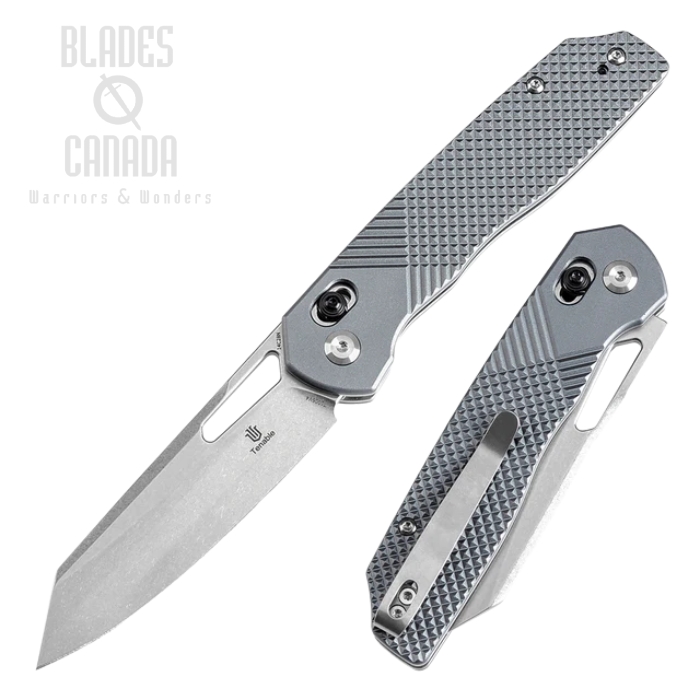(image for) Tenable Shard Cross Bar Lock Folding Knife, 14C28N Stonewash, Aluminum Gray, T1006V4