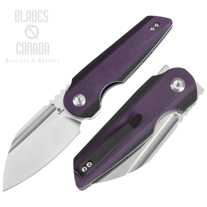 Tenable Rafe L Flipper Folding Knife, 14C28N Satin, G10 Purple/Black, T1048A5