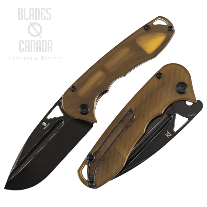 (image for) Tenable Bömbur Folding Knife, D2 Blackwash, Amber PEI, T1054A7