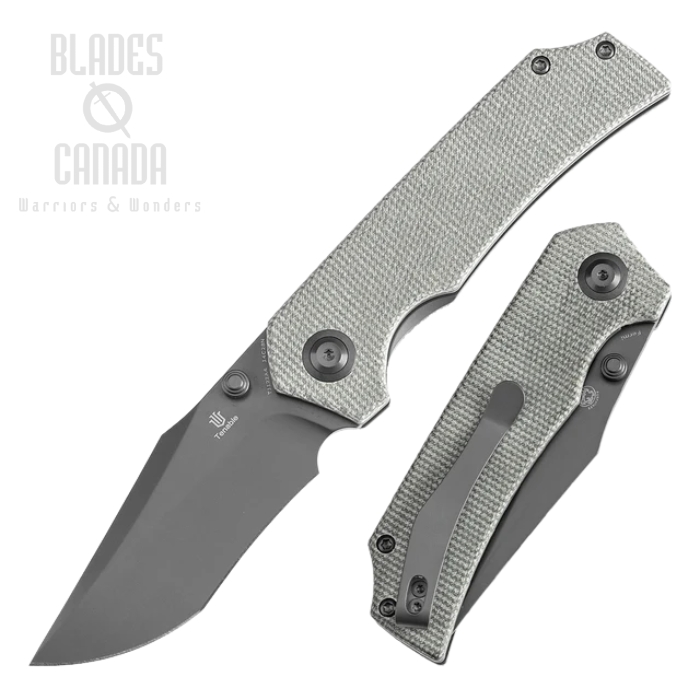 Tenable Fermi Folding Knife, 14C28N Grey, Micarta Green, T1122A4