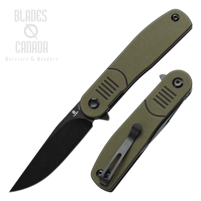 Tenable Einar Flipper Folding Knife, Nitro-V Black, G10 Olive Green/Black, T2072A1