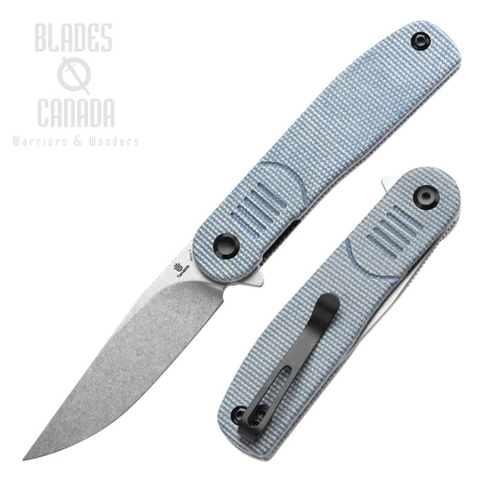Tenable Einar Flipper Folding Knife, Nitro-V Stonewash, Micarta Blue, T2072A2