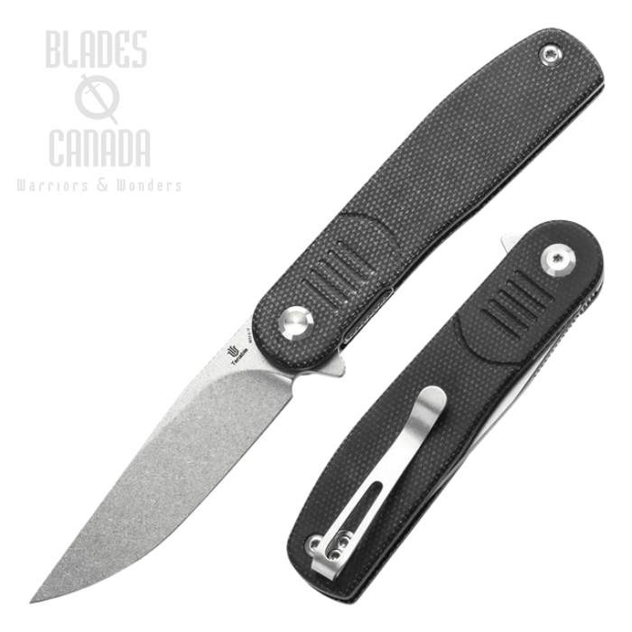 Tenable Einar Flipper Folding Knife, Nitro-V Stonewash, Micarta Black, T2072A3