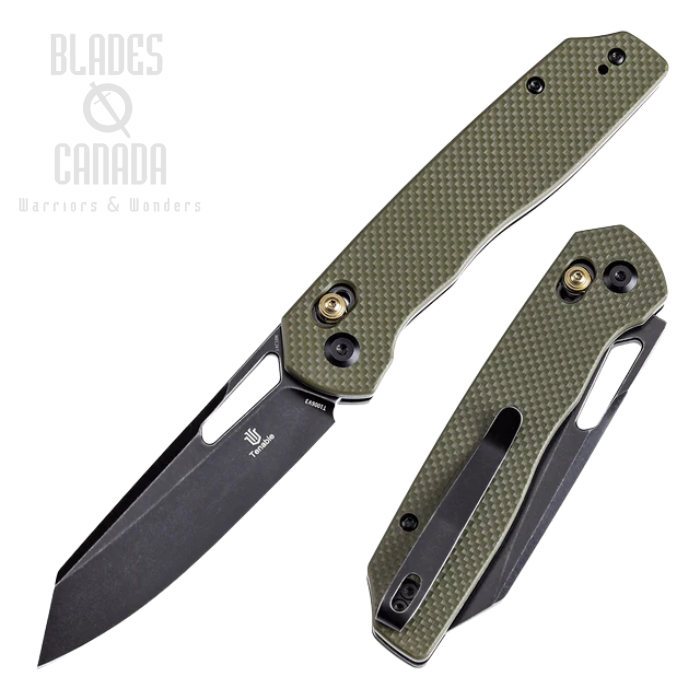 Tenable Shard Crossbar Lock Folding Knife, 14C28N Black, G10 Olive Green, T1006V3