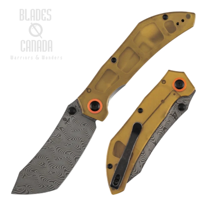 (image for) Tenable Tipper Folding Knife, Damascus, PEI Amber, B1079A5