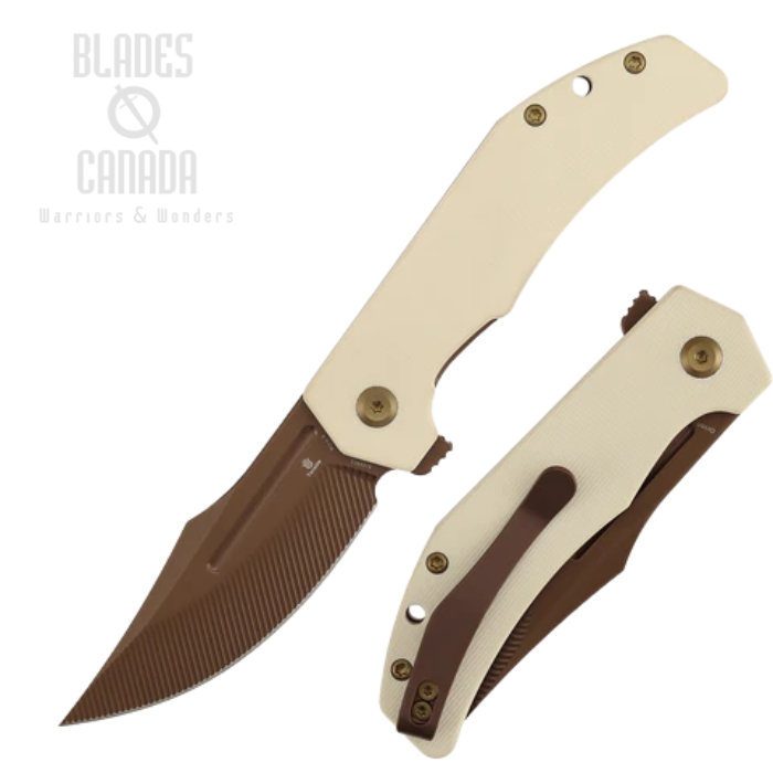 (image for) Tenable Orion Flipper Folding Knife, Nitro V Rose Gold, G10 Ivory White, B1089C5