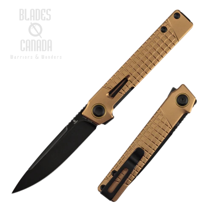 (image for) Tenable Kitpu Flipper Folding Knife, Nitro-V Black, Aluminum Bronze, B2123A2
