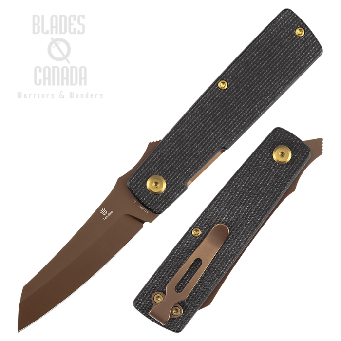 Tenable Higonokami Flipper Folding Knife, D2 Rose Gold, Micarta Black, B2135A2 (image for) Tenable Higonokami Flipper Folding Knife, D2 Rose Gold, Micarta Black, B2135A2