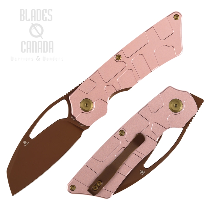 (image for) Tenable Goblin L Front Flipper Folding Knife, 14C28N Rose Gold, Aluminum Rose Gold, B3016A1