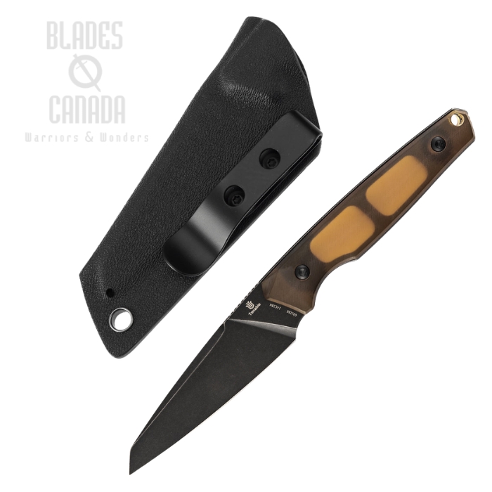 (image for) Tenable Parr Fixed Blade Knife, 14C28N Black, PEI/Ultem Amber, Kydex Sheath, G011B6