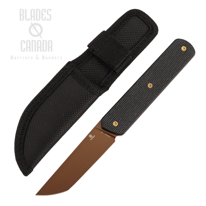 (image for) Tenable Foosa Fixed Blade Knife, D2 Rose Gold, Micarta Black, Nylon Sheath, G2020A1