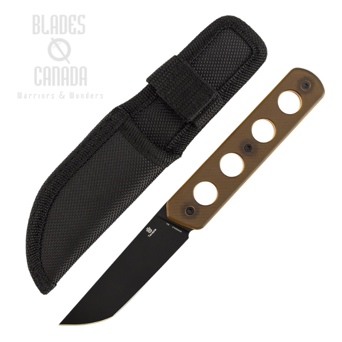 (image for) Tenable Foosa Fixed Blade Knife, D2 Black, PEI Amber, Nylon Sheath, G2020A3