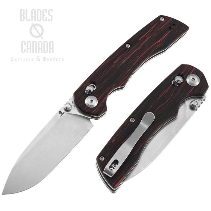 (image for) Tenable Kryo Cross Bar Lock Folding Knife, 14C28N Stonewash, G-Mascus Red/Black, T1001V11