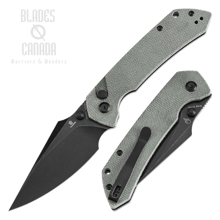 (image for) Tenable Fenrir Button Lock Folding Knife, 14C28N Black, Micarta Green, T1034F5