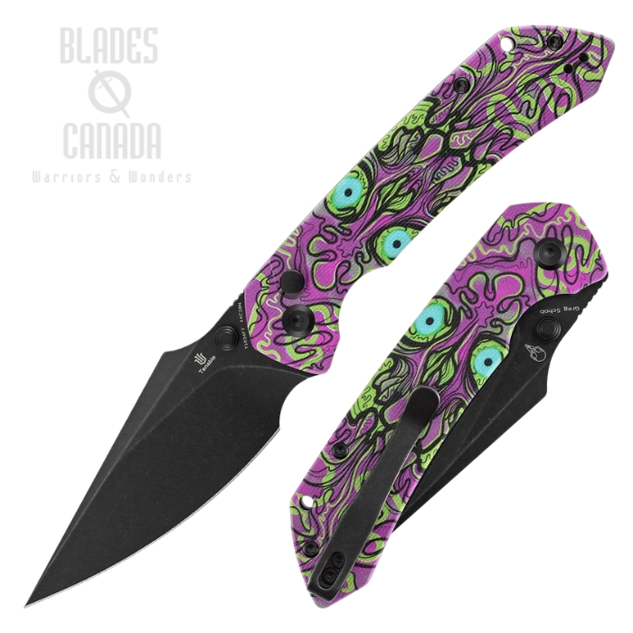 (image for) Tenable Fenrir Button Lock Folding Knife, 14C28N Black, G10 Purple Undead, T1034F7