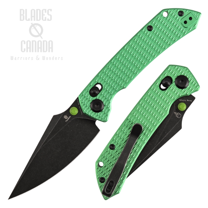 (image for) Tenable Fenrir Button Lock Folding Knife, 14C28N Black, Aluminum Green, T1034V16