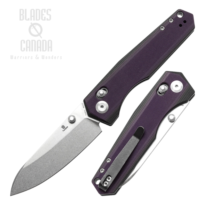 (image for) Tenable Beaver Cross Bar Lock Folding Knife, Nitro-V Stonewash, G10 Purple/Black, T1105V1