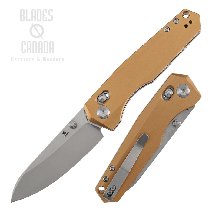 (image for) Tenable Beaver Cross Bar Lock Folding Knife, Nitro-V Stonewash, Aluminum Bronze, T1105V8