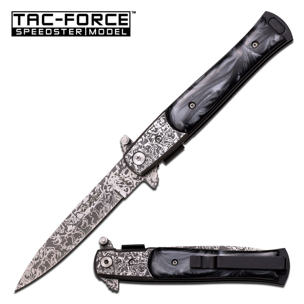 Tac Force TF-428DMB Damascus Etched Assisted Opening