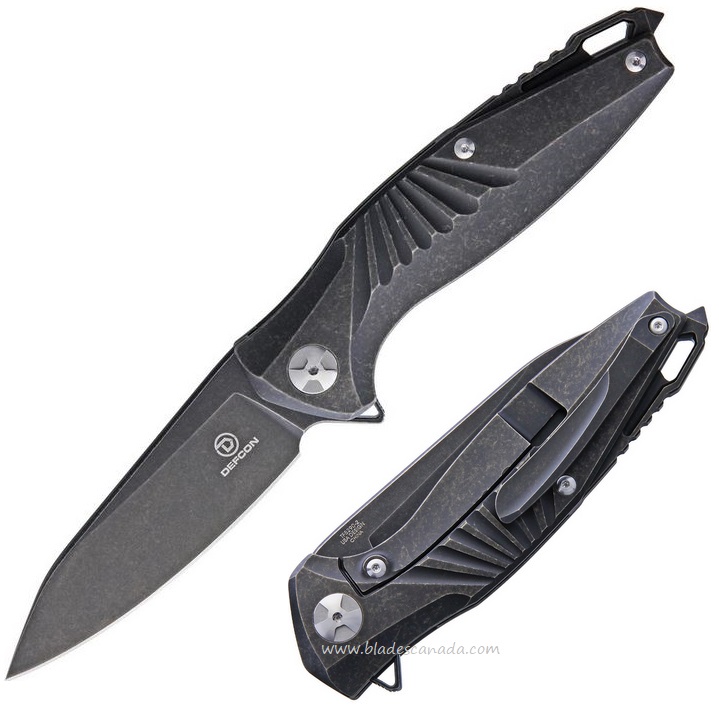 Defcon JK Mako Flipper Framelock Knife, CPM S35VN, Titanium Black, TF52902