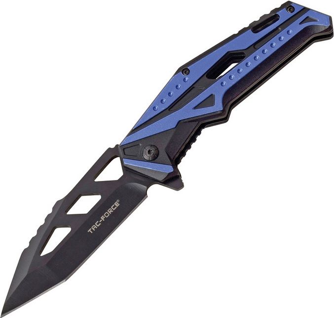 Tac Force Knives Flipper Folding Knife, Blue Aluminum Handle, Assisted Opening, TF996BL