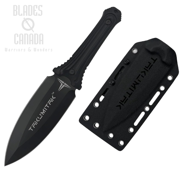 (image for) Takumitak Sentinel Fixed Blade Knife, D2 Black, G10 Black, Kydex Sheath, TKF203BK