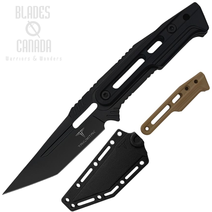 (image for) Takumitak Heat Fixed Blade Knife, Black Blade, FRN Black, FRN Belt Sheath, TKF301