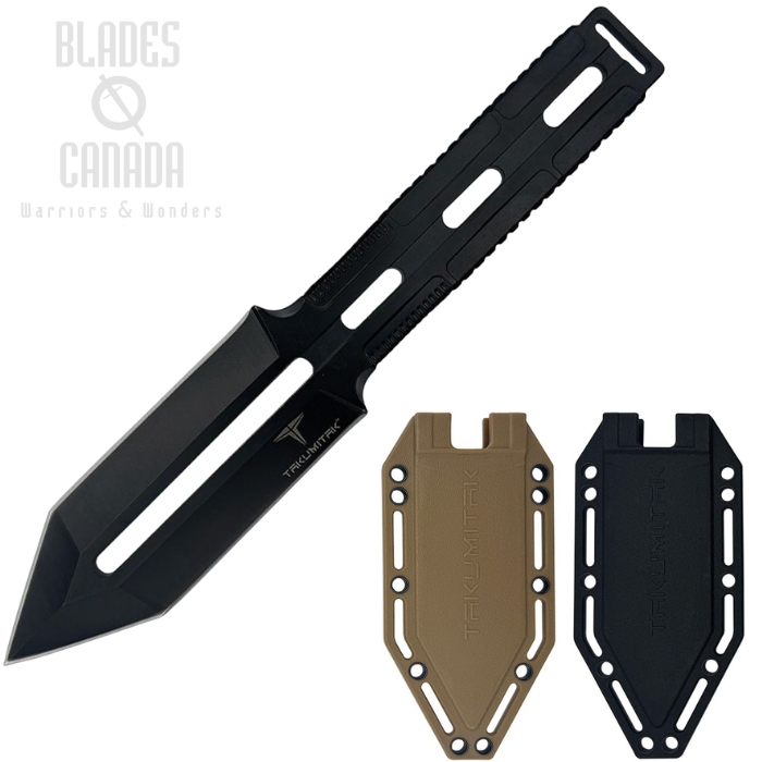 (image for) Takumitak Silence Fixed Blade Knife, Black Blade, FRN Coyote Brown Sheath, TKF311