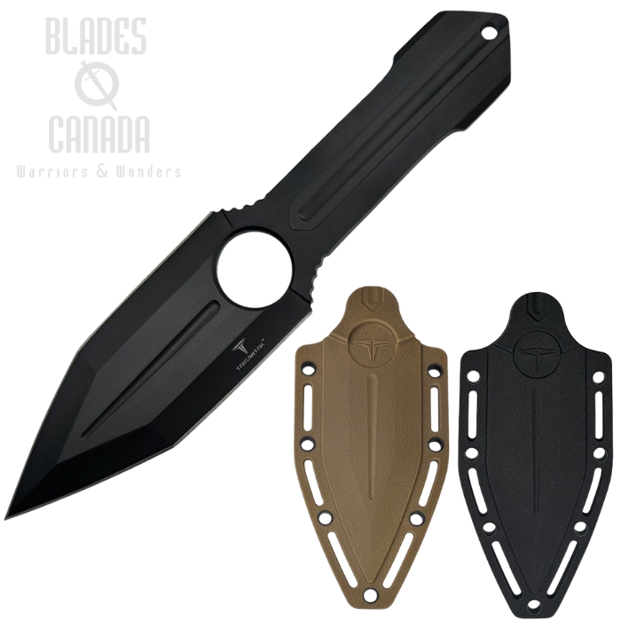 Takumitak Steel Rain Fixed Blade Knife, Stainless Black, FRN Black Sheath, Extra Brown Sheath, TKF314