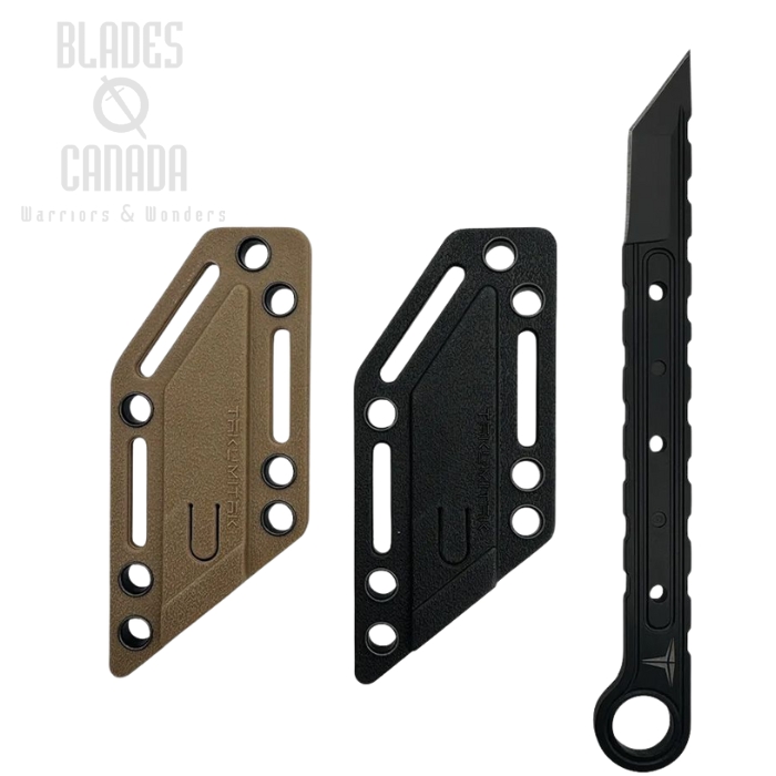 Takumitak Utility Fixed Blade Knife, Stainless Tanto, Tan Belt Sheath, Extra Black Sheath, TKF3S05
