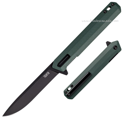 Tekto F2 Bravo Flipper Folding Knife, D2 Black, G10 OD Green w/Black Ti Accents, TKTF2GODBK1
