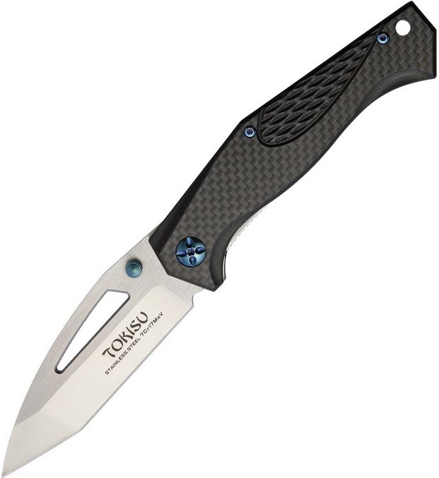 Tokisu 18537 Folding Knife, Satin Blade, G10 Black/Carbon Fiber Overlay