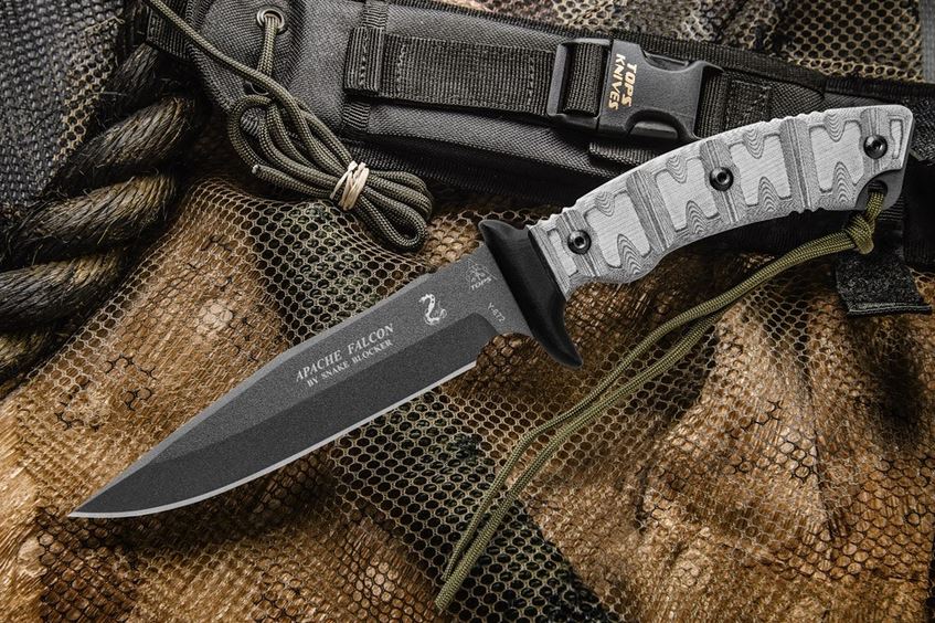 TOPS Apache Falcon Fixed Blade Knife, 1095 Carbon, Micarta, Nylon Sheath, AFAL-01