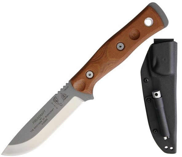 TOPS B.O.B. Hunter Fixed Blade Knife, 154CM, Micarta Tan, Kydex Sheath, BROS-154-TC