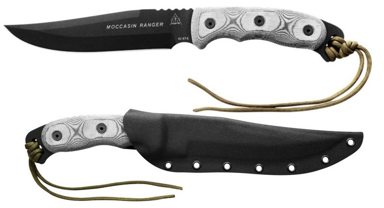 TOPS Moccasin Ranger Fixed Blade Knife, 1095 Carbon, Micarta, Kydex Sheath, MR88